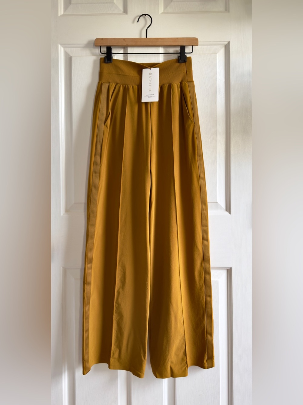 Athleta Nolita Wide Leg Pants in mustard yellow NWT